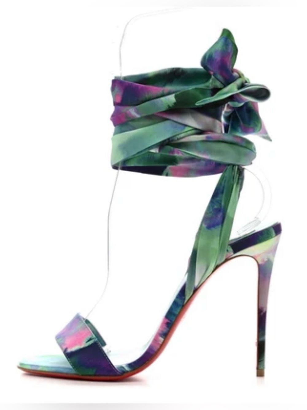 Christian Louboutin Sandale du Désert Silk Ankle Wrap Sandal, Size 39.5